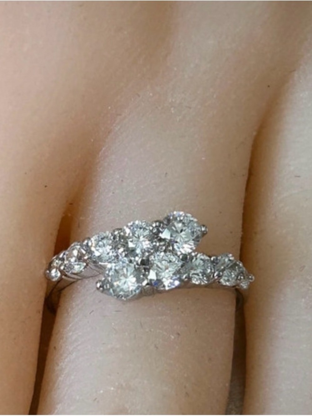 White Crystal Cluster Ring in Polished Silver